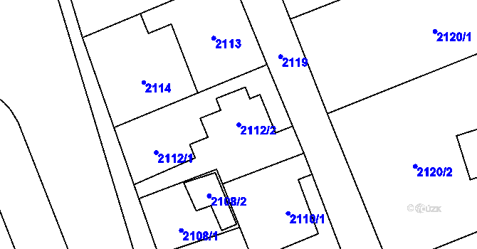Parcela st. 2112/2 v KÚ Frýdlant, Katastrální mapa