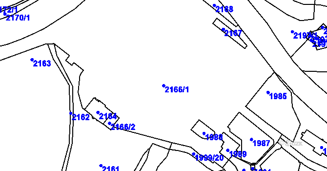 Parcela st. 2166/1 v KÚ Frýdlant, Katastrální mapa