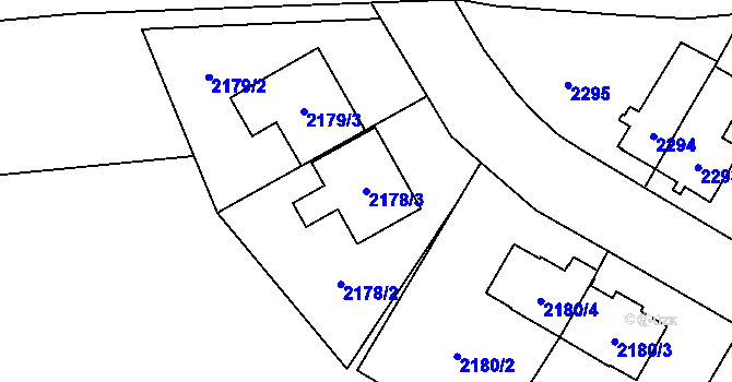 Parcela st. 2178/3 v KÚ Frýdlant, Katastrální mapa
