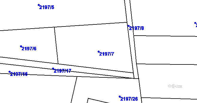 Parcela st. 2197/7 v KÚ Frýdlant, Katastrální mapa