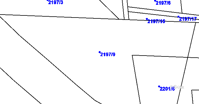 Parcela st. 2197/9 v KÚ Frýdlant, Katastrální mapa