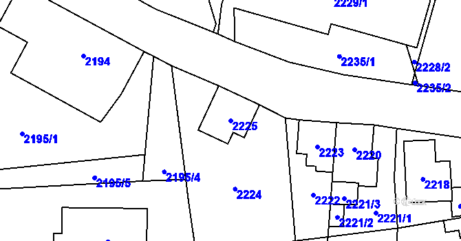 Parcela st. 2225 v KÚ Frýdlant, Katastrální mapa