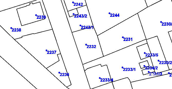 Parcela st. 2232 v KÚ Frýdlant, Katastrální mapa