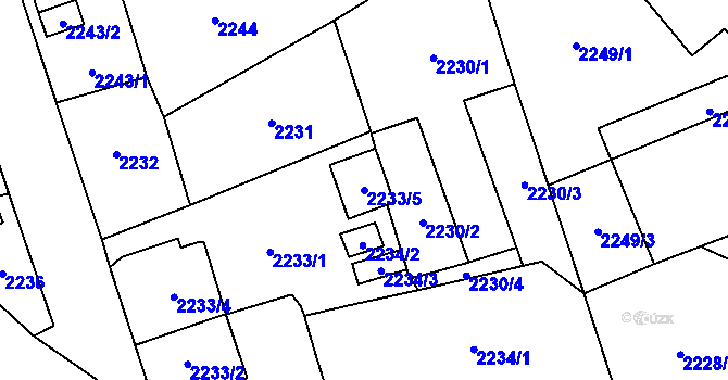 Parcela st. 2233/5 v KÚ Frýdlant, Katastrální mapa