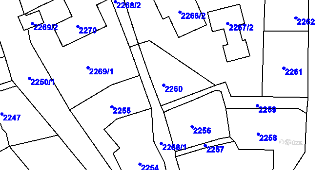 Parcela st. 2260 v KÚ Frýdlant, Katastrální mapa
