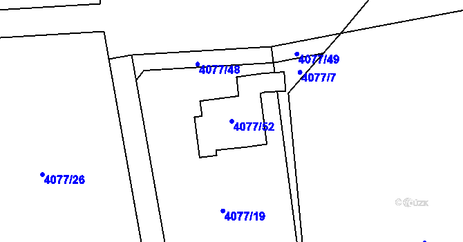 Parcela st. 4077/52 v KÚ Frýdlant, Katastrální mapa