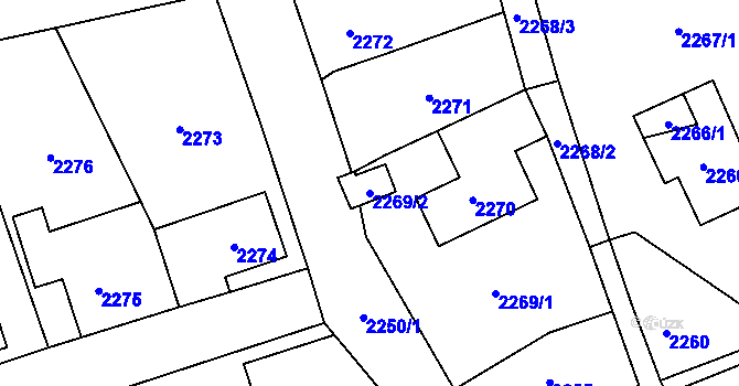 Parcela st. 2269/2 v KÚ Frýdlant, Katastrální mapa