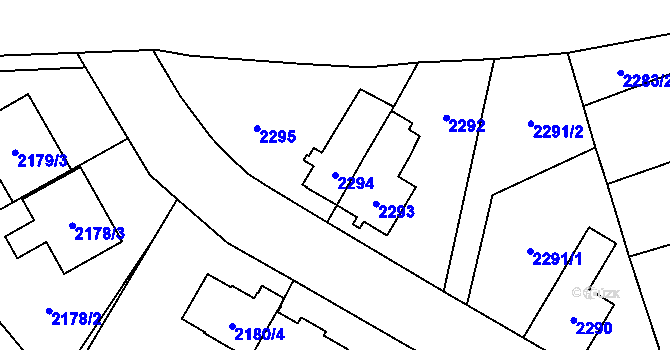 Parcela st. 2294 v KÚ Frýdlant, Katastrální mapa