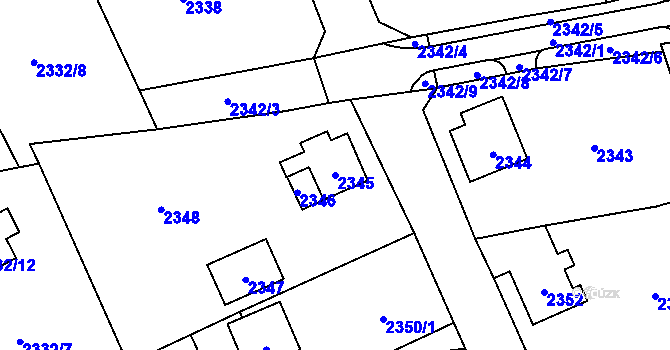 Parcela st. 2345 v KÚ Frýdlant, Katastrální mapa