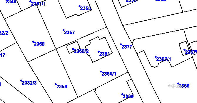 Parcela st. 2361 v KÚ Frýdlant, Katastrální mapa