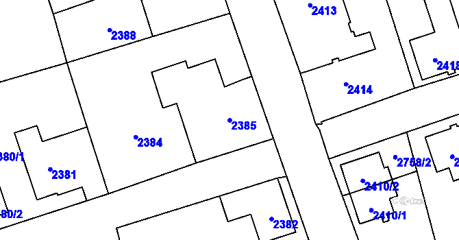 Parcela st. 2385 v KÚ Frýdlant, Katastrální mapa