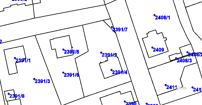 Parcela st. 2391/2 v KÚ Frýdlant, Katastrální mapa