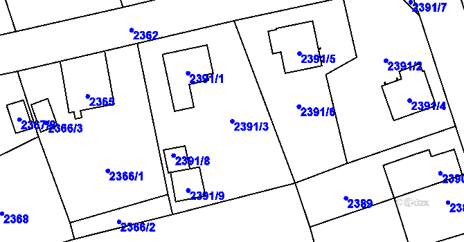 Parcela st. 2391/3 v KÚ Frýdlant, Katastrální mapa