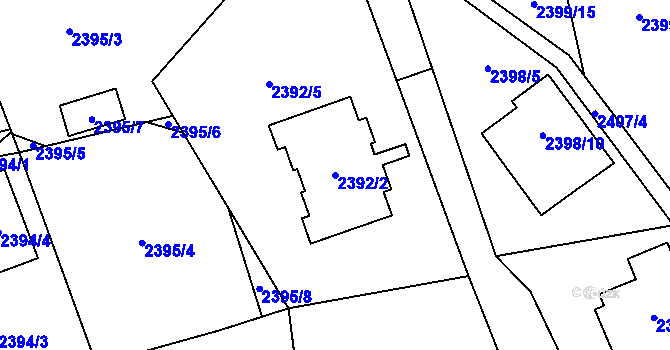 Parcela st. 2392/2 v KÚ Frýdlant, Katastrální mapa