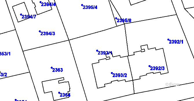 Parcela st. 2393/1 v KÚ Frýdlant, Katastrální mapa