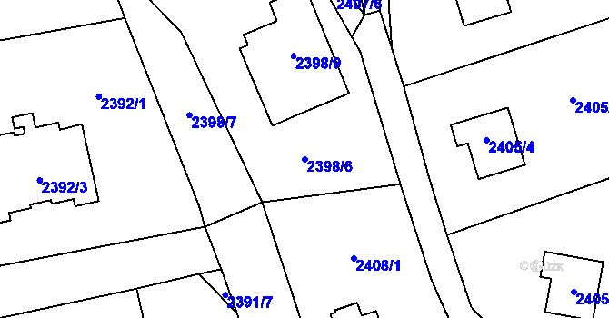 Parcela st. 2398/6 v KÚ Frýdlant, Katastrální mapa
