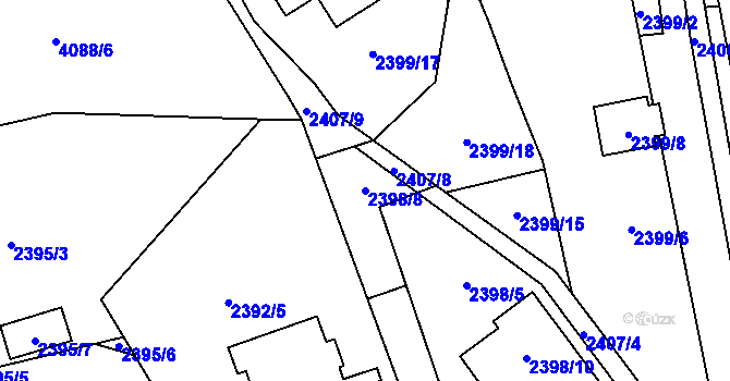 Parcela st. 2398/8 v KÚ Frýdlant, Katastrální mapa