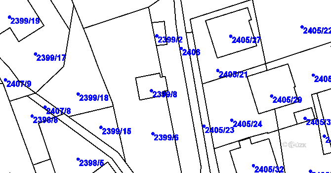 Parcela st. 2399/9 v KÚ Frýdlant, Katastrální mapa