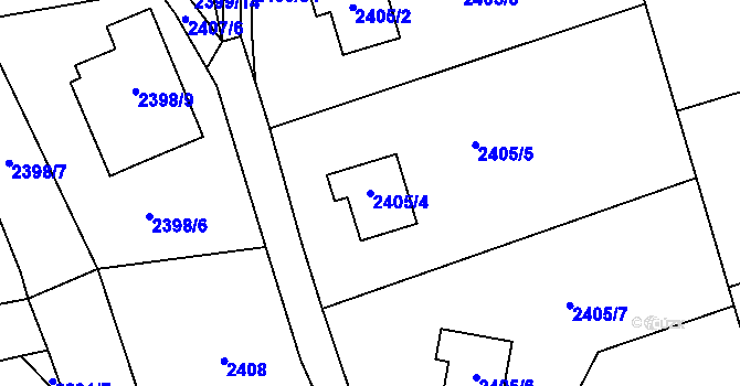 Parcela st. 2405/4 v KÚ Frýdlant, Katastrální mapa