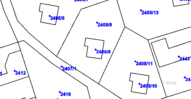 Parcela st. 2405/8 v KÚ Frýdlant, Katastrální mapa
