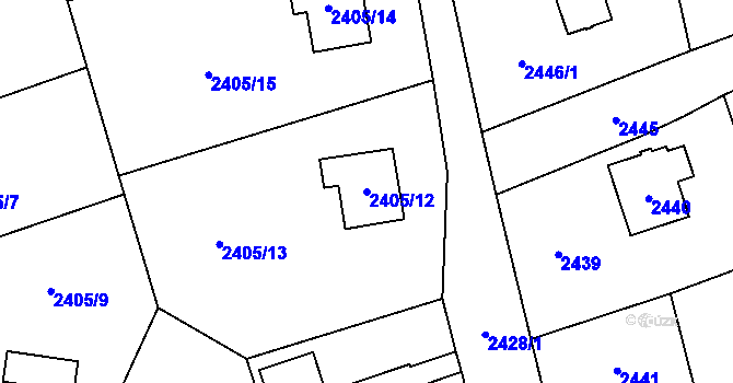 Parcela st. 2405/12 v KÚ Frýdlant, Katastrální mapa