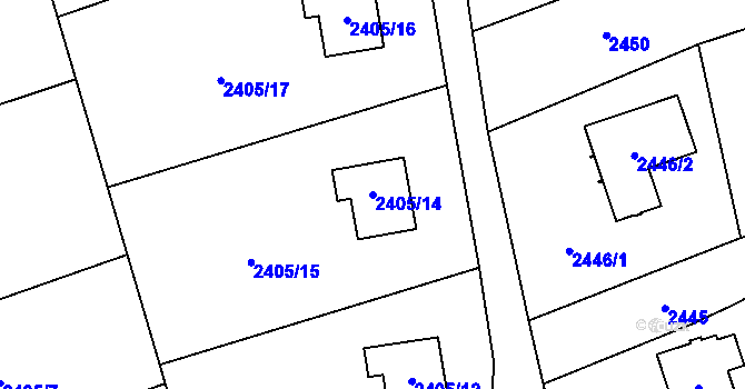 Parcela st. 2405/14 v KÚ Frýdlant, Katastrální mapa