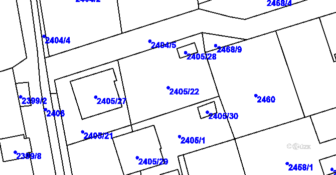 Parcela st. 2405/22 v KÚ Frýdlant, Katastrální mapa