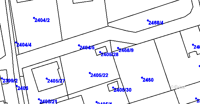 Parcela st. 2405/28 v KÚ Frýdlant, Katastrální mapa