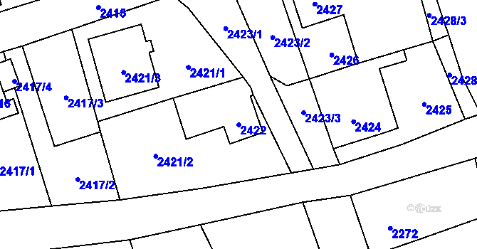 Parcela st. 2422 v KÚ Frýdlant, Katastrální mapa