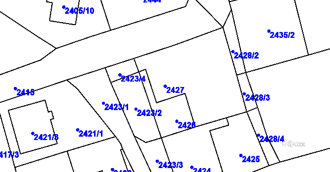 Parcela st. 2427 v KÚ Frýdlant, Katastrální mapa