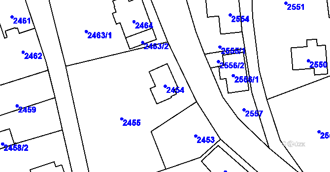 Parcela st. 2454 v KÚ Frýdlant, Katastrální mapa