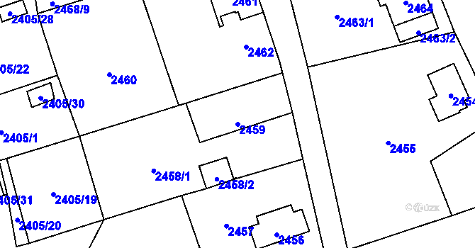 Parcela st. 2459 v KÚ Frýdlant, Katastrální mapa