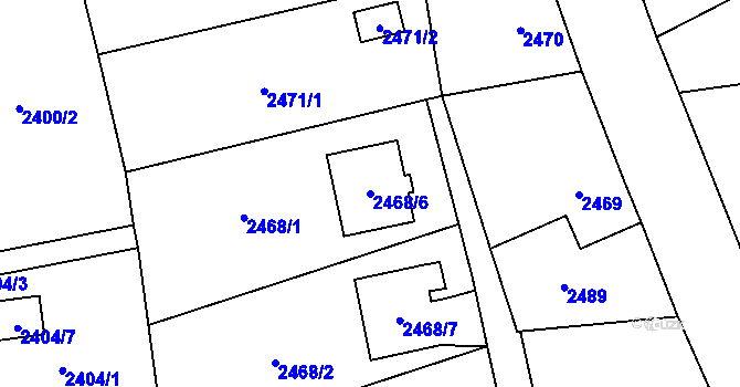 Parcela st. 2468/6 v KÚ Frýdlant, Katastrální mapa