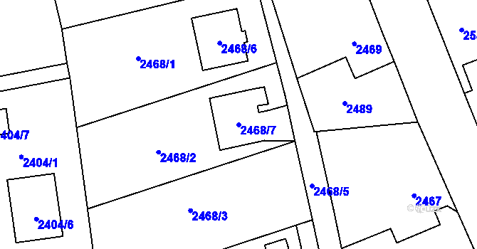 Parcela st. 2468/7 v KÚ Frýdlant, Katastrální mapa