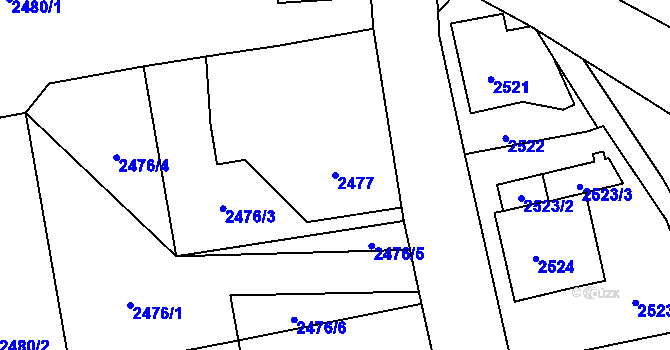Parcela st. 2477 v KÚ Frýdlant, Katastrální mapa