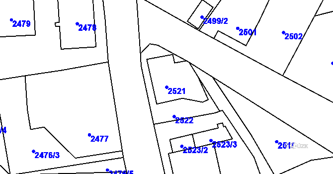 Parcela st. 2521 v KÚ Frýdlant, Katastrální mapa
