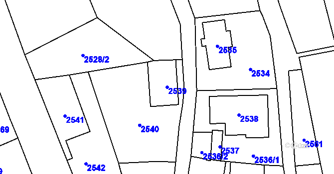Parcela st. 2539 v KÚ Frýdlant, Katastrální mapa