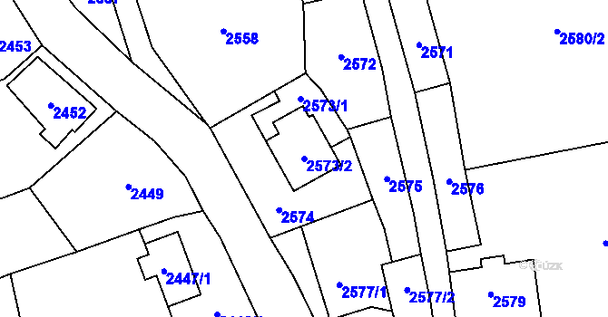 Parcela st. 2573/2 v KÚ Frýdlant, Katastrální mapa
