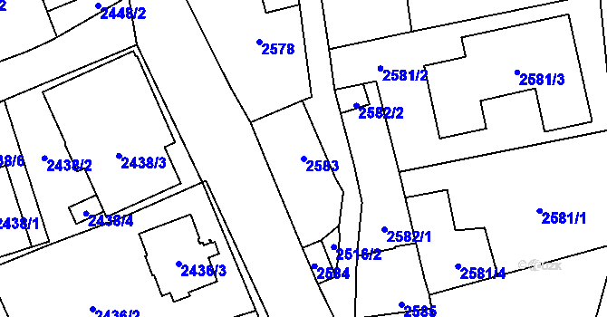 Parcela st. 2583 v KÚ Frýdlant, Katastrální mapa