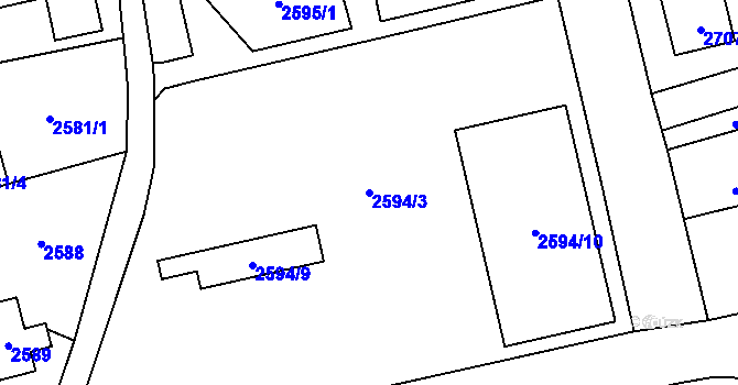 Parcela st. 2594/3 v KÚ Frýdlant, Katastrální mapa