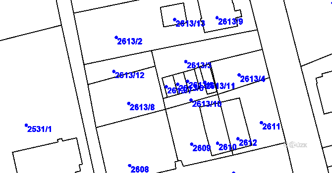 Parcela st. 2613/7 v KÚ Frýdlant, Katastrální mapa