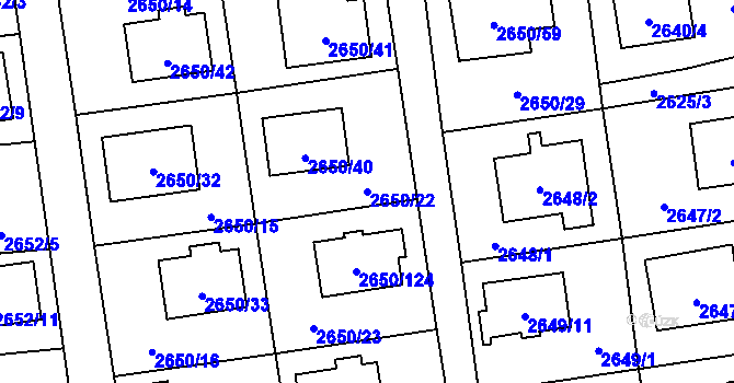 Parcela st. 2650/22 v KÚ Frýdlant, Katastrální mapa