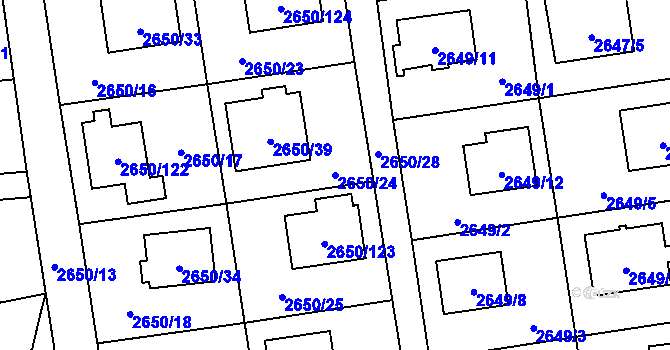 Parcela st. 2650/24 v KÚ Frýdlant, Katastrální mapa