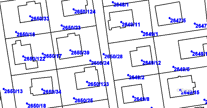 Parcela st. 2650/28 v KÚ Frýdlant, Katastrální mapa