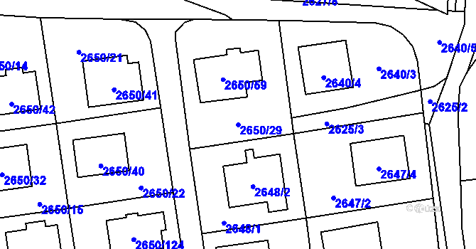 Parcela st. 2650/29 v KÚ Frýdlant, Katastrální mapa