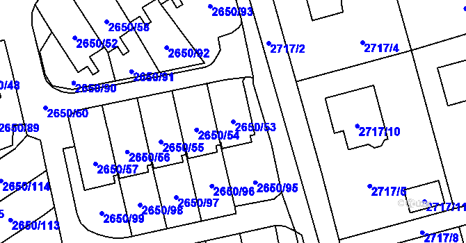 Parcela st. 2650/53 v KÚ Frýdlant, Katastrální mapa