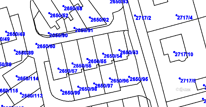 Parcela st. 2650/54 v KÚ Frýdlant, Katastrální mapa