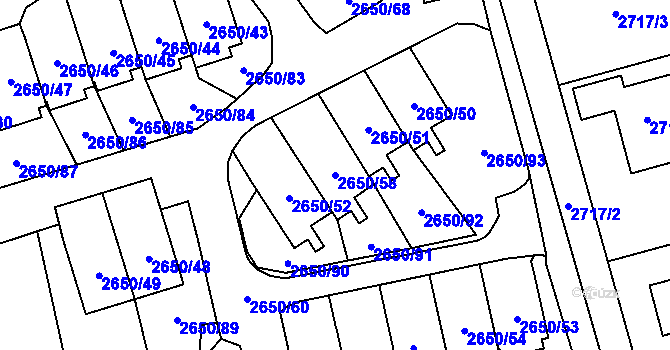 Parcela st. 2650/58 v KÚ Frýdlant, Katastrální mapa
