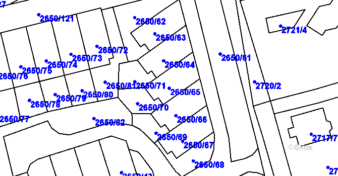 Parcela st. 2650/65 v KÚ Frýdlant, Katastrální mapa