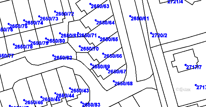 Parcela st. 2650/66 v KÚ Frýdlant, Katastrální mapa